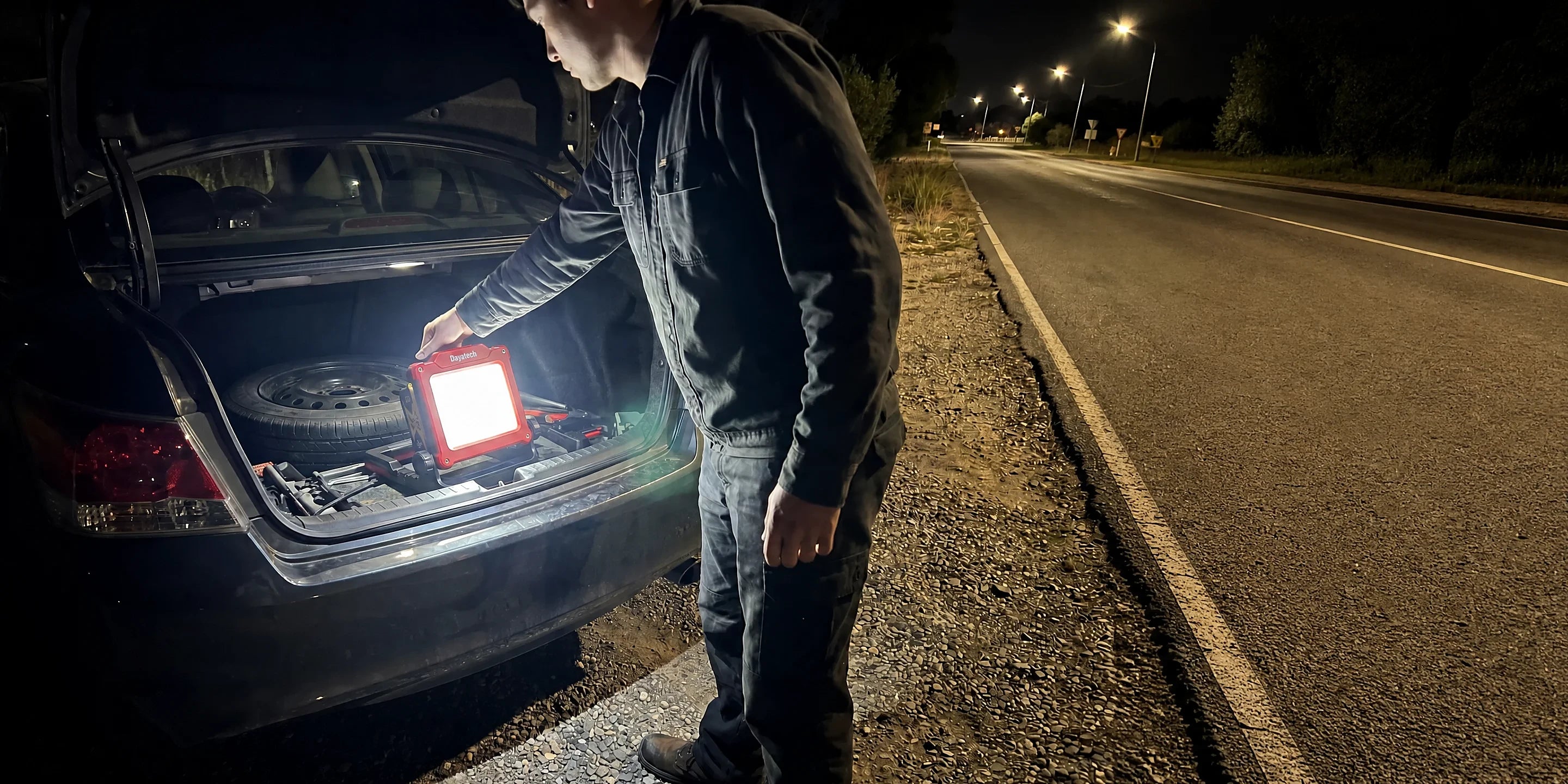 DY-363B handheld from a vehicle trunk during a roadside emergency